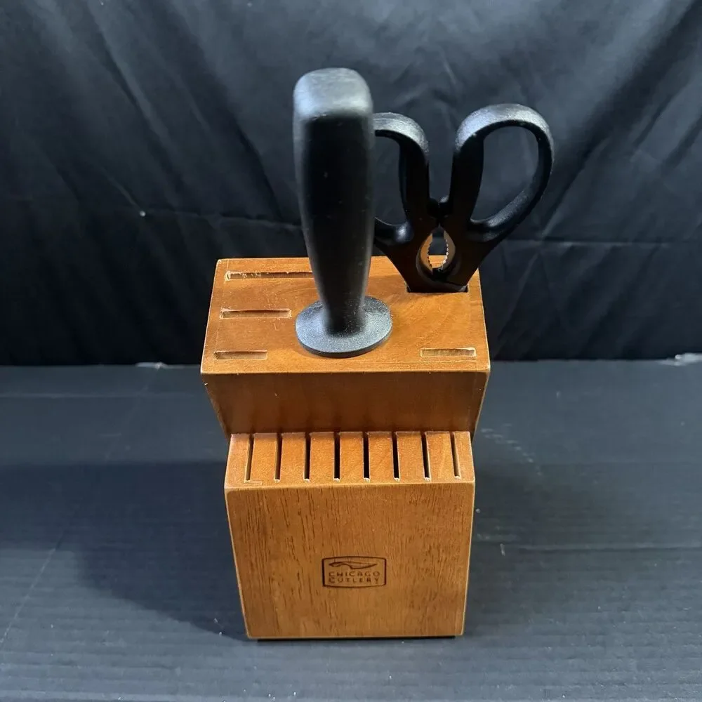Chicago Cutlery 14-Slot Knife Block Wood Storage Block with Sharpener & Scissors
